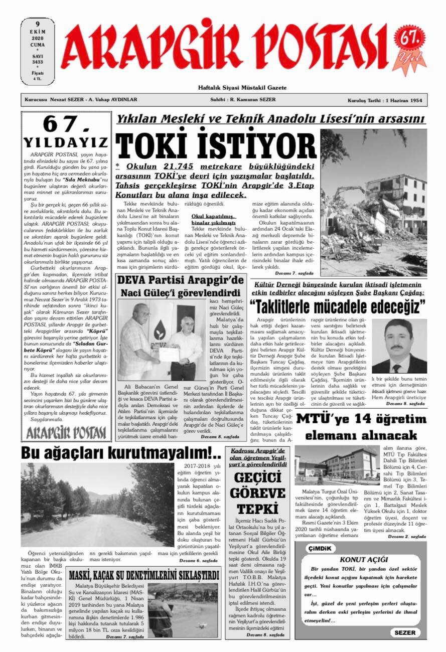 Arapgir Postası – 9 Mart 2026